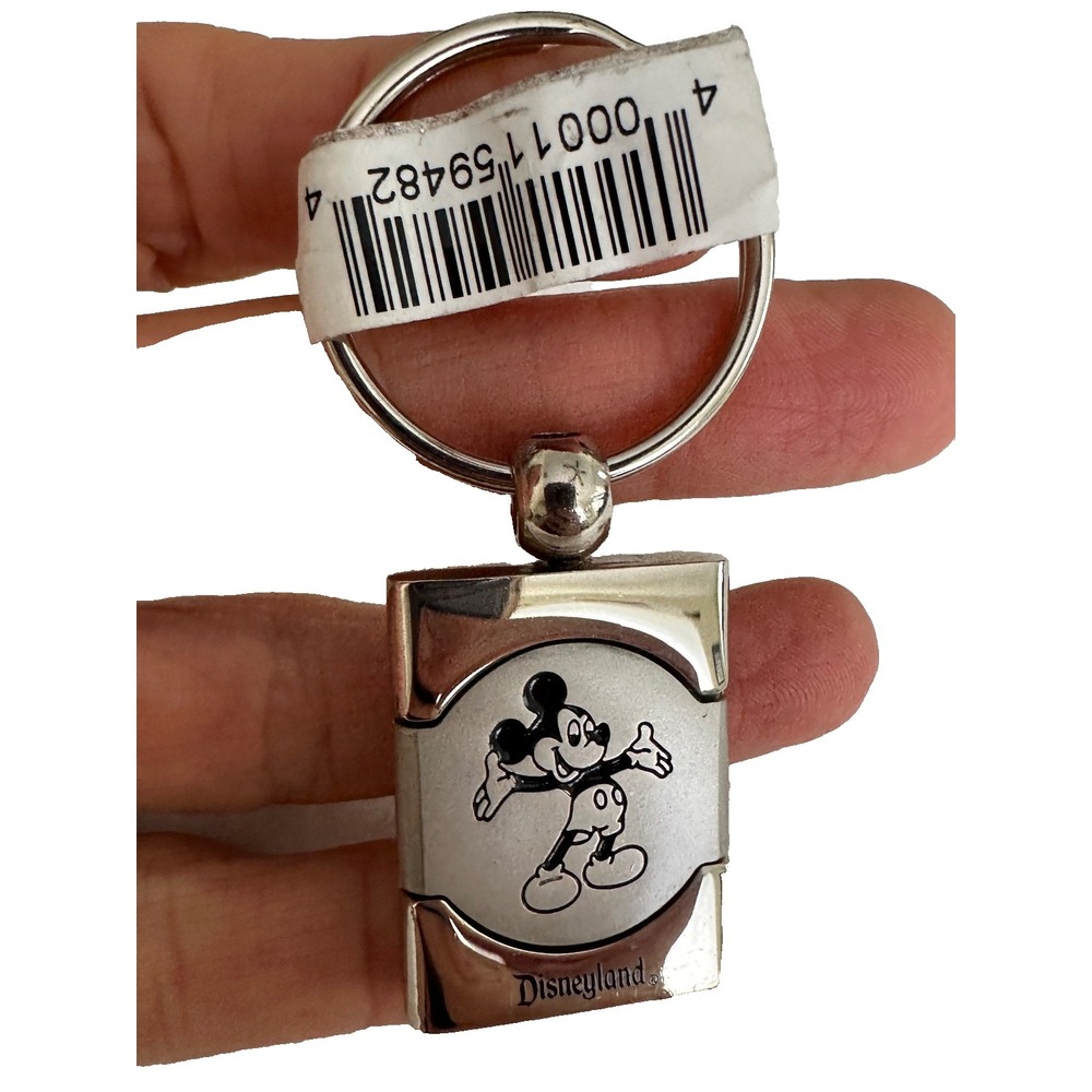 Disney Mickey Mouse keychain Silver Black Tags Metal